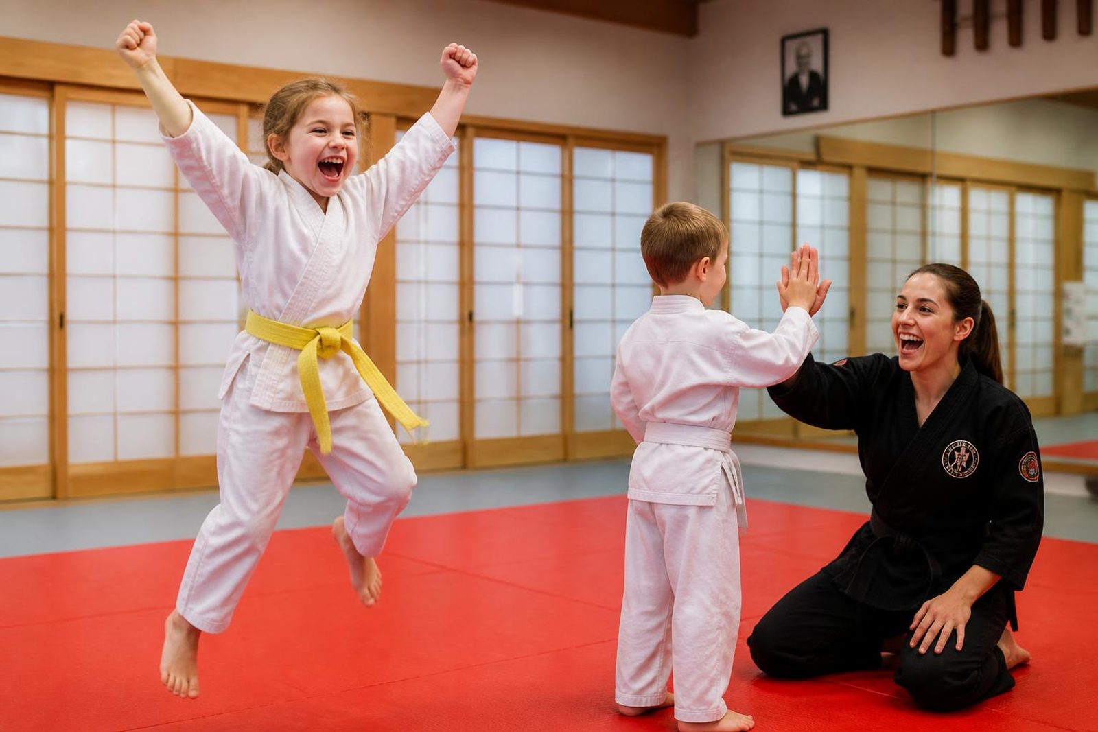 A Is Your Little One student smiling proudly after class at Go No Sen Karate in Peekskill