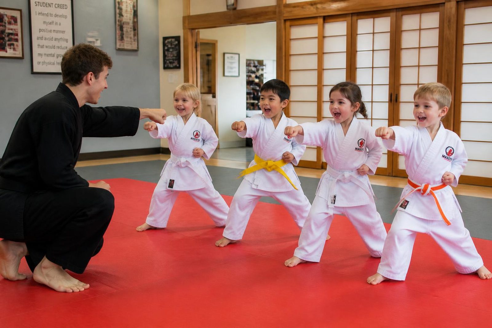 An instructor leading a Is Your Little One class at Go No Sen Karate in Peekskill