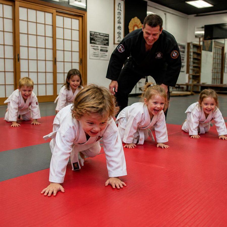 Is Your Little One students practicing drills during class at Go No Sen Karate in Peekskill